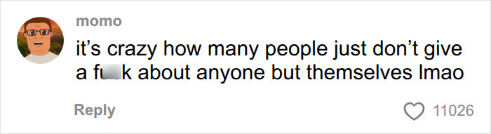 A comment from momo on social media about people being selfish regarding eating peanuts on plane. A comment from momo on social media about people being selfish regarding eating peanuts on plane.