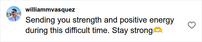 A social media comment from @williammvasquez sending strength and positive energy during Perez Hilton's crisis. A social media comment from @williammvasquez sending strength and positive energy during Perez Hilton's crisis.