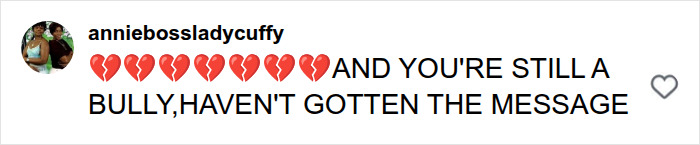 A social media comment from anniebossladycuffy, showing many broken hearts regarding Perez Hilton’s crisis. A social media comment from anniebossladycuffy, showing many broken hearts regarding Perez Hilton’s crisis.