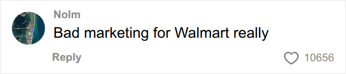 A user comments on Walmart's marketing, referencing the influencer's lifetime ban.