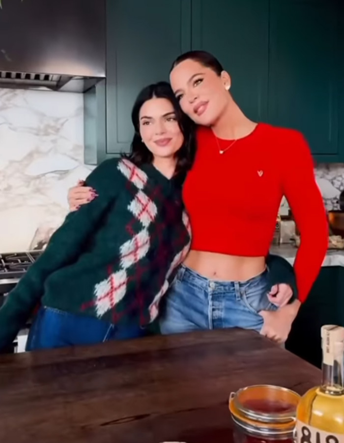 Kendall Jenner and Khloe Kardashian in a kitchen, a relaxed moment for Kendall Jenner. Kendall Jenner and Khloe Kardashian in a kitchen, a relaxed moment for Kendall Jenner.