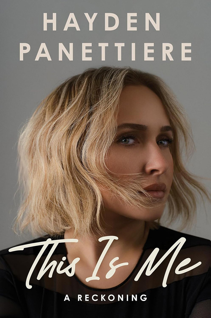 Hayden Panettiere memoir cover, This Is Me: A Reckoning, featuring a close-up of the actress with blonde hair. Hayden Panettiere memoir cover, This Is Me: A Reckoning, featuring a close-up of the actress with blonde hair.