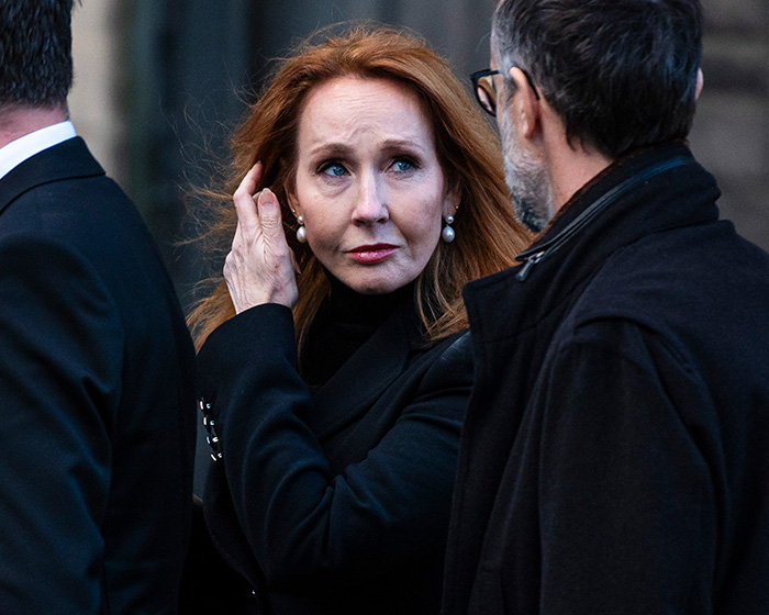 JK Rowling looking thoughtful, following her unexpected take on transgender surgery.