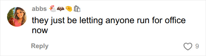 Screenshot of a comment about karma for congressional candidate running for office.