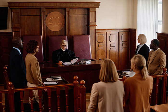Image showing tenants fighting for their rights in a courtroom with a judge, after landlord refuses to fix heating. Image showing tenants fighting for their rights in a courtroom with a judge, after landlord refuses to fix heating.