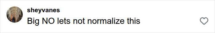 A social media comment reading Big NO lets not normalize this, referring to Leslie Mann and Anna Faris bikini bodies.
