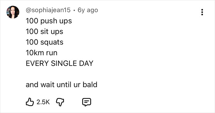 A social media comment from @sophiajean15 about completing 100 pushups, sit ups, squats, and a 10km run. A social media comment from @sophiajean15 about completing 100 pushups, sit ups, squats, and a 10km run.