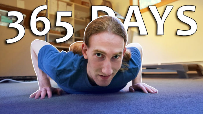 Man completing pushups over a year, demonstrating a significant physical and mental shift. Man completing pushups over a year, demonstrating a significant physical and mental shift.