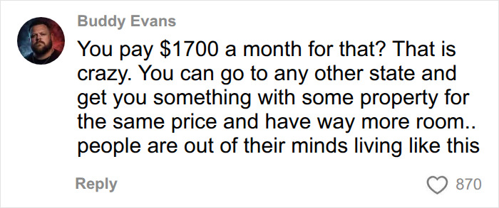 A comment questioning the high rent for a 90-square-foot NYC apartment, an urban prison cell. A comment questioning the high rent for a 90-square-foot NYC apartment, an urban prison cell.