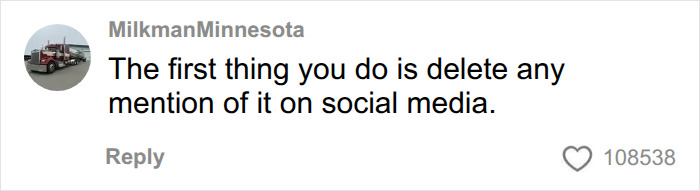 A social media comment advising a man who married his cousin to delete mentions on social media. A social media comment advising a man who married his cousin to delete mentions on social media.