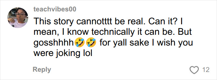 A comment expressing disbelief and hope that the story of a man who accidentally married his cousin is a joke. A comment expressing disbelief and hope that the story of a man who accidentally married his cousin is a joke.