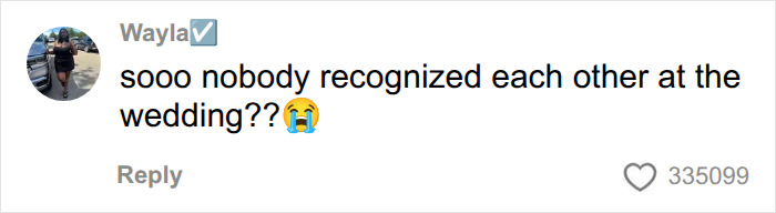 A comment asking how a man accidentally married his cousin without anyone recognizing them at the wedding. A comment asking how a man accidentally married his cousin without anyone recognizing them at the wedding.