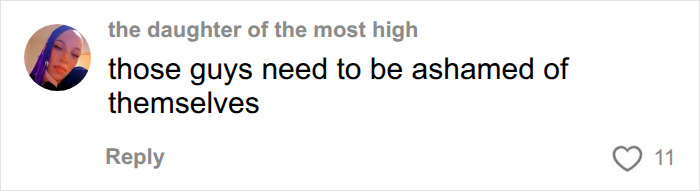 A social media comment from a user named the daughter of the most high says, Those guys need to be ashamed of themselves, referencing a Bonnie Blue baby shower.
