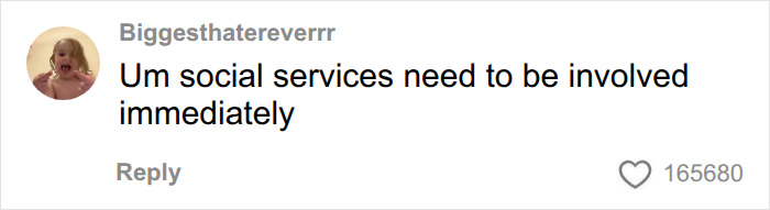 A social media comment from a user named Biggesthaterverrr says, Um social services need to be involved immediately, referencing a Bonnie Blue baby shower.