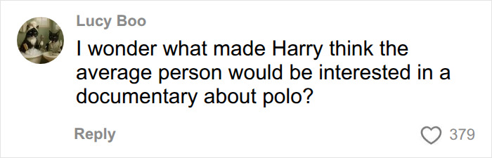 Lucy Boo's comment about Prince Harry's documentary and Meghan Markle's former US neighbors.