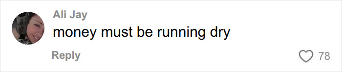 Ali Jay's comment about money running dry for Meghan Markle and Prince Harry.