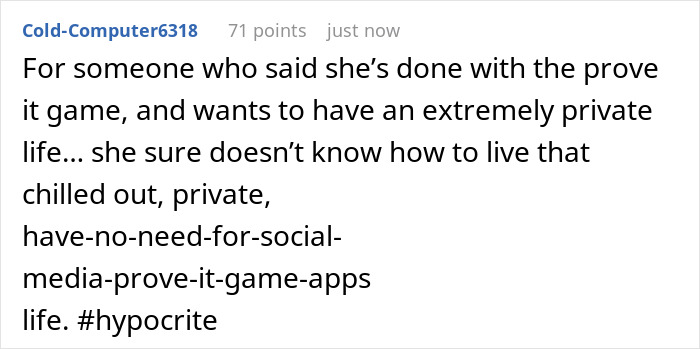 A social media comment calling Meghan Markle a hypocrite for her birthday post, despite claiming to want a private life. A social media comment calling Meghan Markle a hypocrite for her birthday post, despite claiming to want a private life.