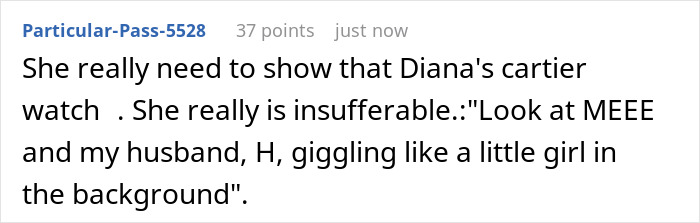 Screenshot of a fan comment discussing Meghan Markle's birthday post details and watch. Screenshot of a fan comment discussing Meghan Markle's birthday post details and watch.
