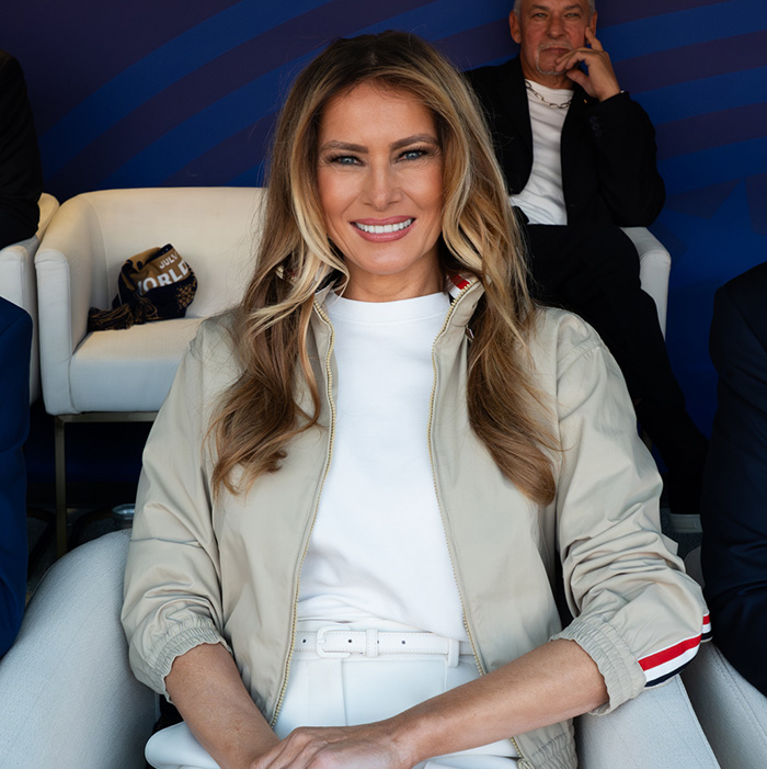 Melania Trump appears to turn on Natalie Harp with humiliating move amid scandal, wearing a beige jacket and white top. Melania Trump appears to turn on Natalie Harp with humiliating move amid scandal, wearing a beige jacket and white top.
