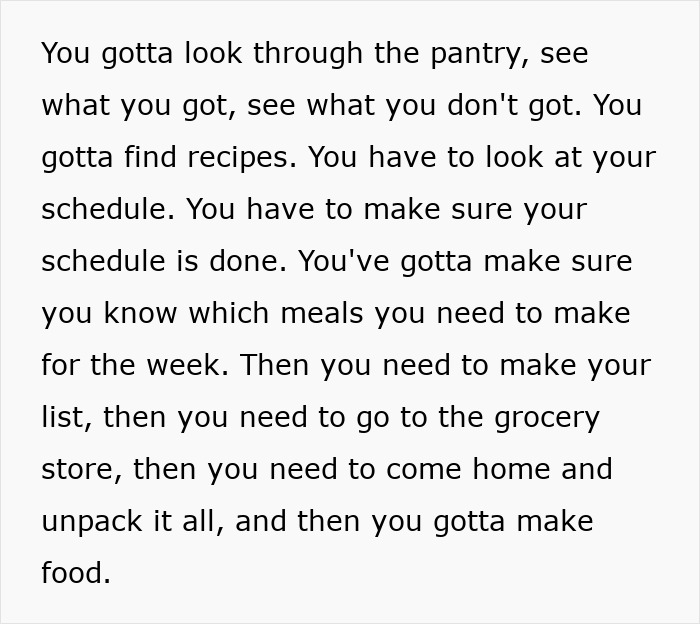 A woman's viral take on the mental load in relationships describes the exhaustive steps for meal planning and grocery shopping. A woman's viral take on the mental load in relationships describes the exhaustive steps for meal planning and grocery shopping.