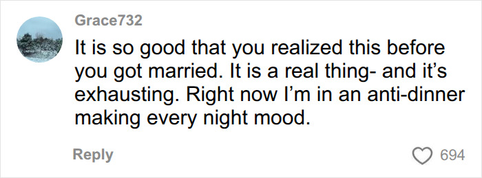 A user's comment on realizing the mental load in relationships before marriage, finding it exhausting. A user's comment on realizing the mental load in relationships before marriage, finding it exhausting.