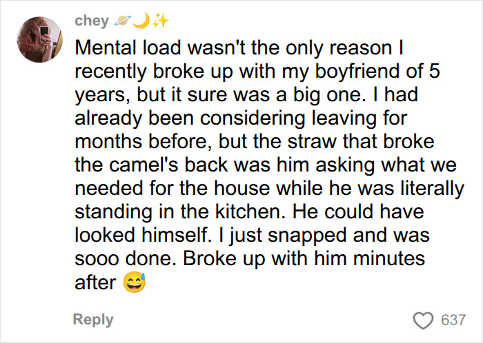 A woman on social media shares her viral take on mental load in relationships and her breakup story. A woman on social media shares her viral take on mental load in relationships and her breakup story.