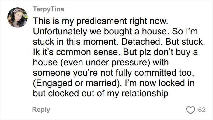 A social media comment from TerpyTina about being stuck in a relationship, highlighting the mental load. A social media comment from TerpyTina about being stuck in a relationship, highlighting the mental load.