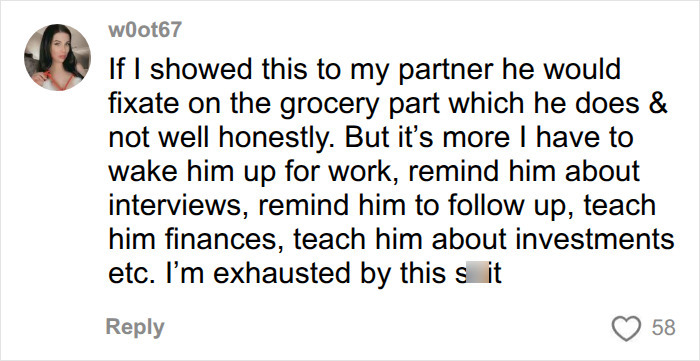 A woman expresses her mental load frustration in relationships, detailing daily reminders and teaching her partner finances. A woman expresses her mental load frustration in relationships, detailing daily reminders and teaching her partner finances.