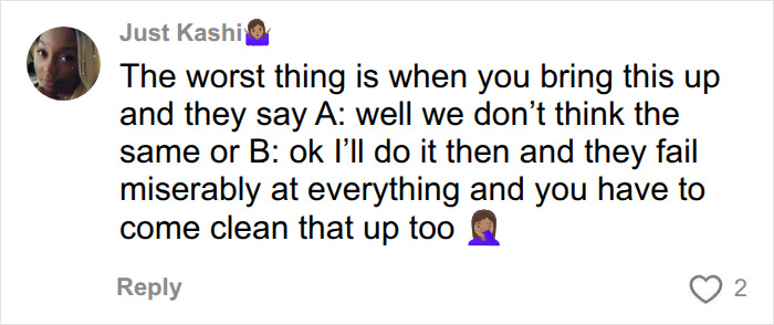 A user describes the frustration of bringing up the mental load in relationships and partners failing to follow through. A user describes the frustration of bringing up the mental load in relationships and partners failing to follow through.