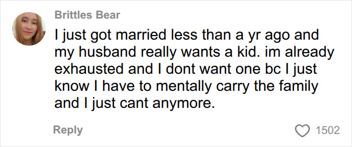 A social media comment from Brittles Bear about the mental load in relationships and family. A social media comment from Brittles Bear about the mental load in relationships and family.