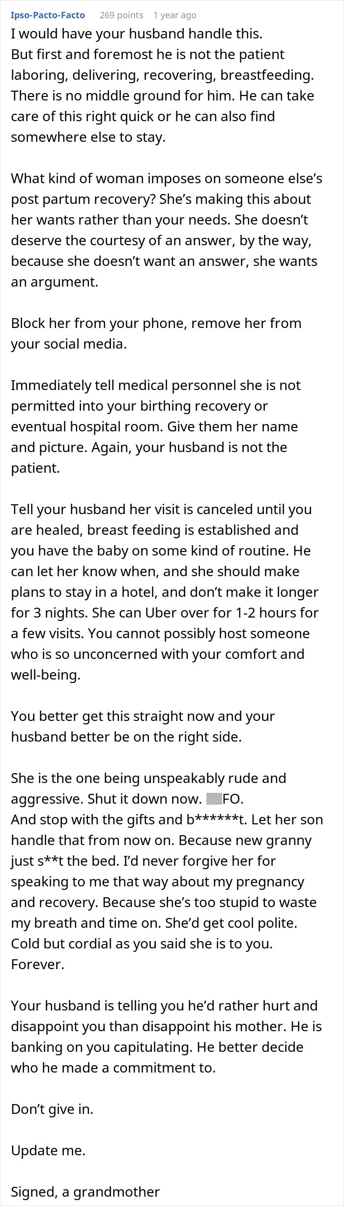 MIL Wants 20 Days With Newborn, Pregnant DIL Says Her Recovery Comes First And Cancels The Visit MIL Wants 20 Days With Newborn, Pregnant DIL Says Her Recovery Comes First And Cancels The Visit