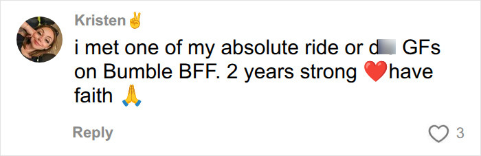 Kristen comments on meeting friends on Bumble BFF, encouraging the devastated mom to have faith in making new friends. Kristen comments on meeting friends on Bumble BFF, encouraging the devastated mom to have faith in making new friends.