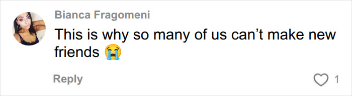 A comment stating this is why so many people can't make new friends, referencing the humiliated mom. A comment stating this is why so many people can't make new friends, referencing the humiliated mom.
