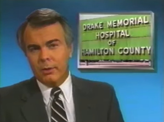News reporter in front of Drake Memorial Hospital of Hamilton County, discussing a nurse's aide horrific crimes. News reporter in front of Drake Memorial Hospital of Hamilton County, discussing a nurse's aide horrific crimes.