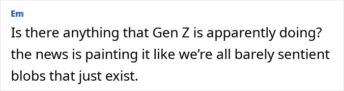 A text box showing a social media comment asking about Gen Z activities and media portrayal.