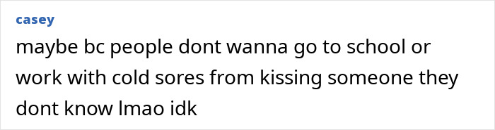 Screenshot of a comment: Gen Z is rejecting intimate acts due to fear of cold sores.