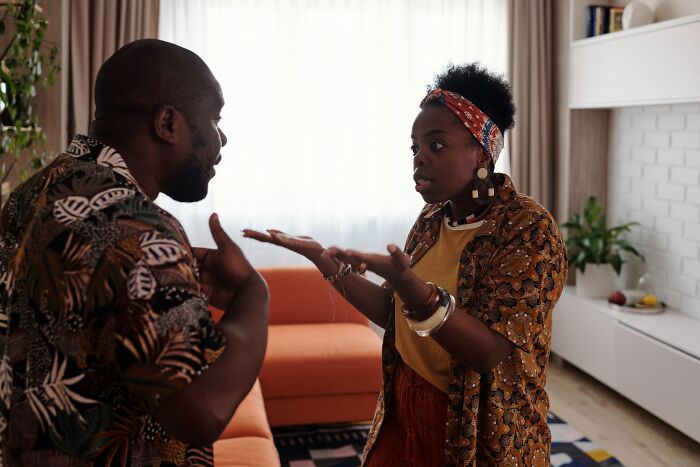 A couple arguing, highlighting the moment their boyfriend said something they could never come back from.