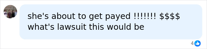 A social media comment speculating about a potential lawsuit and compensation for the woman's amputated legs and hands. A social media comment speculating about a potential lawsuit and compensation for the woman's amputated legs and hands.