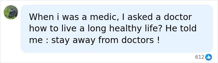 A social media comment sharing a doctors advice on health, referencing potential outcomes of routine surgery and amputations. A social media comment sharing a doctors advice on health, referencing potential outcomes of routine surgery and amputations.