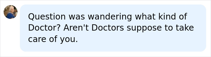 A social media comment asking, What kind of Doctor? Aren't Doctors supposed to take care of you? about the baby left in a hot car. A social media comment asking, What kind of Doctor? Aren't Doctors supposed to take care of you? about the baby left in a hot car.