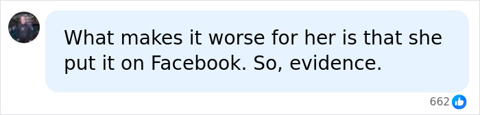 Social media comment about the woman vandalizing WWII Memorial and posting it on Facebook, providing evidence.