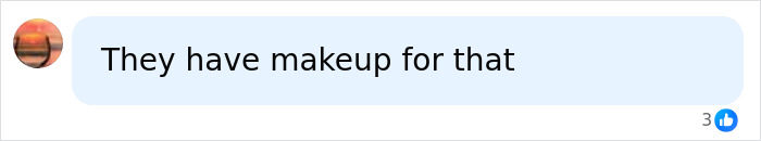 A social media comment suggesting makeup for the mom with tattoos. A social media comment suggesting makeup for the mom with tattoos.
