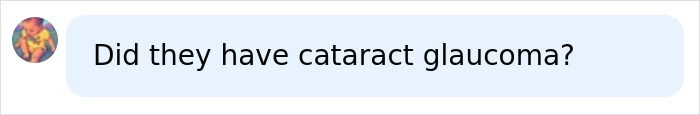 A comment asking if the kind couple had cataract glaucoma after being tricked by a 38-year-old woman.