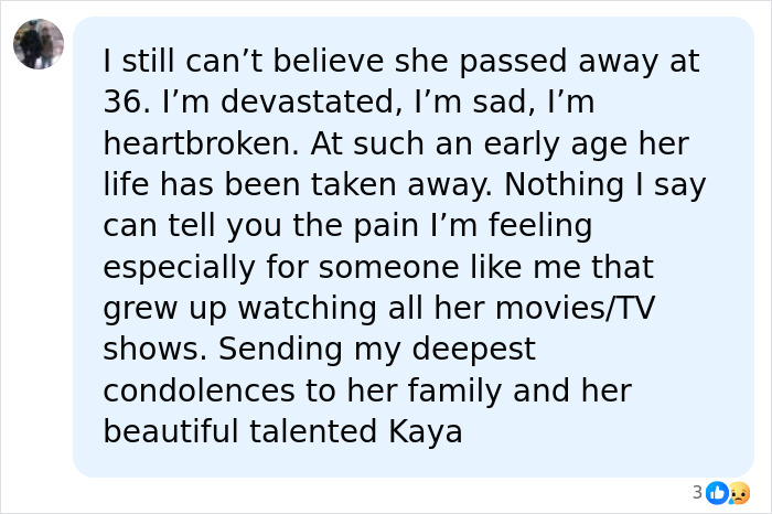 A heartfelt comment expressing sadness over Hayden Panettiere's passing at 36, mentioning her movies/TV shows. A heartfelt comment expressing sadness over Hayden Panettiere's passing at 36, mentioning her movies/TV shows.