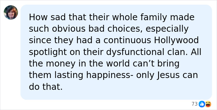 A social media comment about Honey Boo Boo star Pumpkin's family and their choices, mentioning the adult platform.