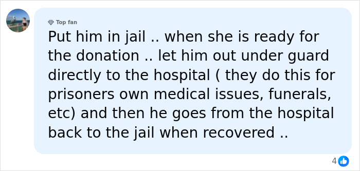 John Gotti's grandson ordered to donate kidney to his mom or go to prison. A comment suggesting he go to jail until the donation. John Gotti's grandson ordered to donate kidney to his mom or go to prison. A comment suggesting he go to jail until the donation.