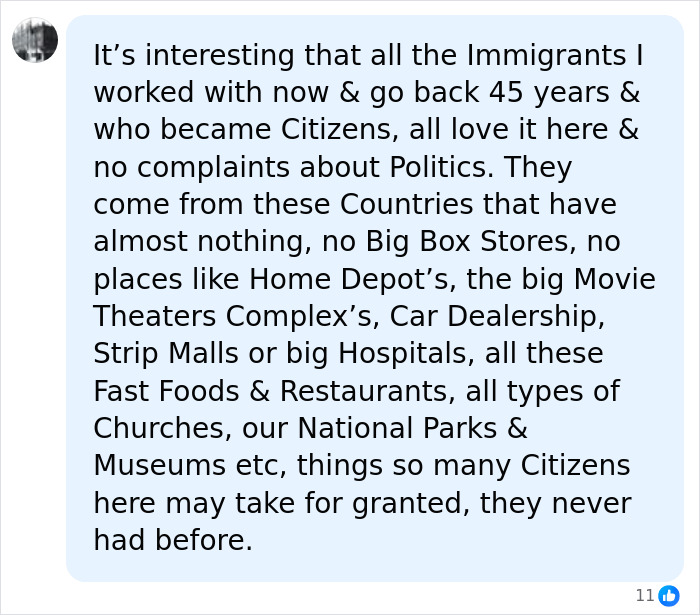 A social media post reflecting on immigrants, contrasting their experiences with the Trans American's European asylum ordeal. A social media post reflecting on immigrants, contrasting their experiences with the Trans American's European asylum ordeal.