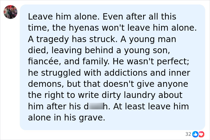 A social media comment defending Liam Payne and his family from criticism after his d***h, relating to his final hours. A social media comment defending Liam Payne and his family from criticism after his d***h, relating to his final hours.