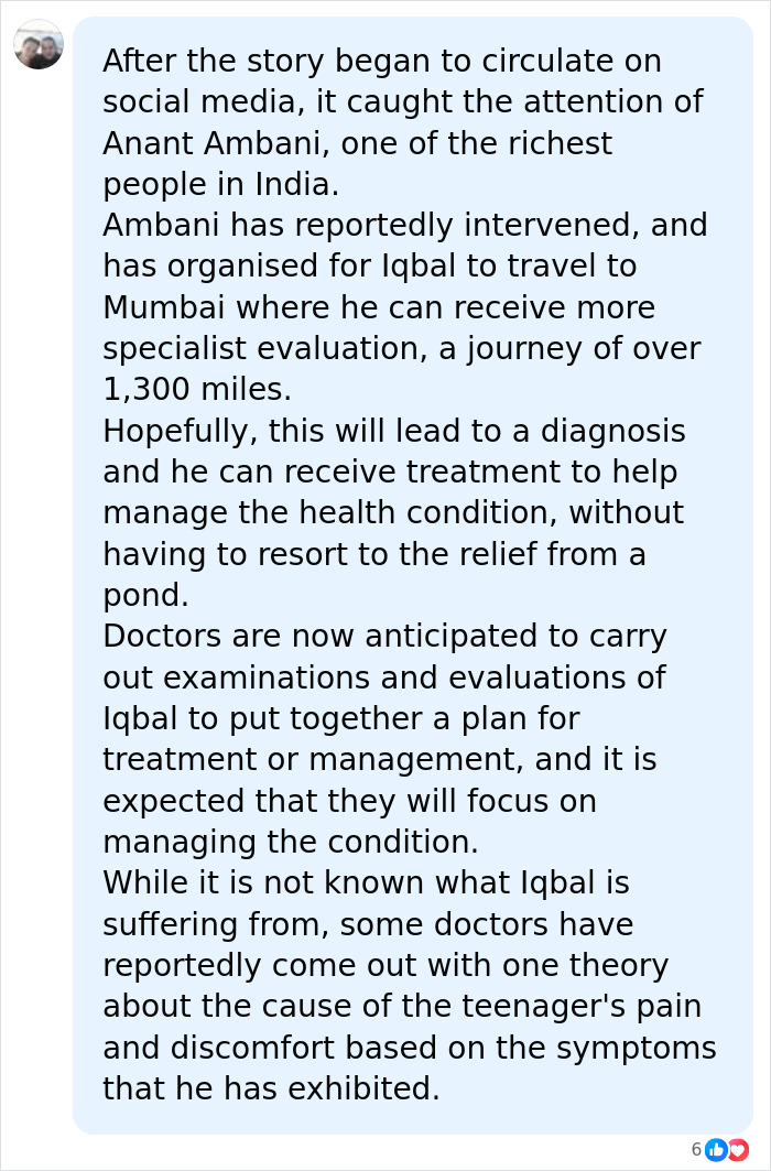 A lengthy article detailing how Anant Ambani intervened for the teen's mysterious condition and medical evaluation.
