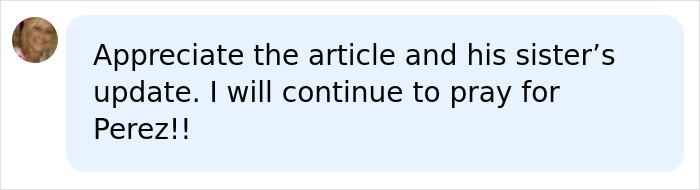 Screenshot of a comment from Perez Hilton's sister, giving a firsthand account of his disturbing livestream.